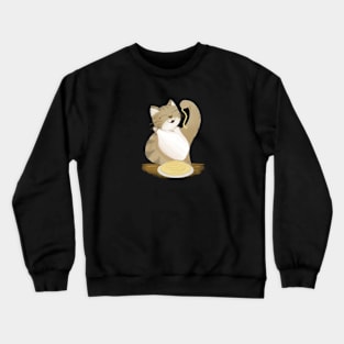 Cute cat eating spaghetti Crewneck Sweatshirt